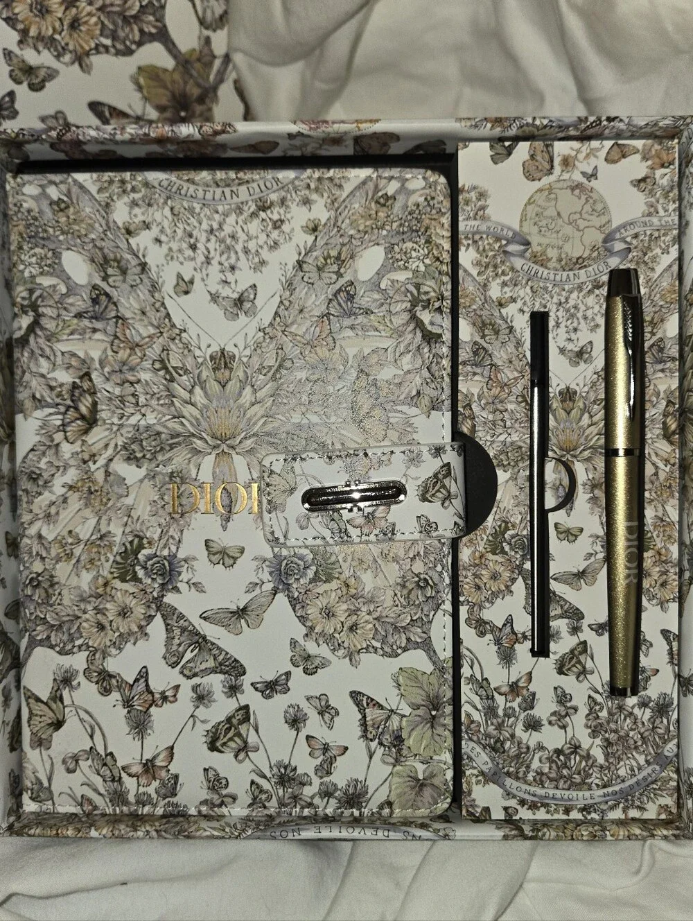 Dior Notebook/Stationery in floral Box With Pen